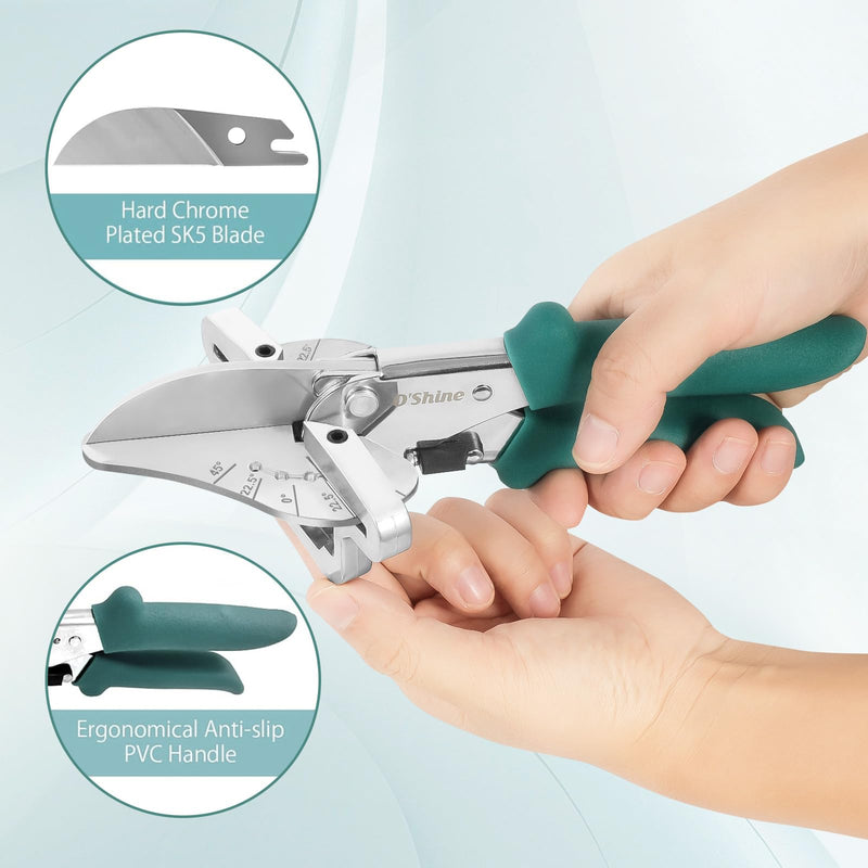 O’Shine 22.5 Degree Miter Shears For Angular Cutting Molding Wood Crafting, Quarter Round Cutting Tool Shoe Molding Cutters, Multi Angle Miter Shear Cutter Trim Cutter Hand Tool, w/ 1pc Extra Blade
