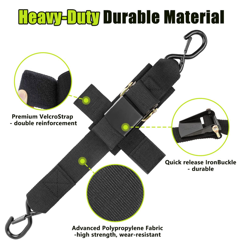 2" x 24" Boat Trailer Tie Down Straps, Secure Transom Hauling (2-Pack) | for Boats, Pontoons, Jet Skis & Kayaks, Rust-Resistant Hooks, 2 ft Length 2in x 24in
