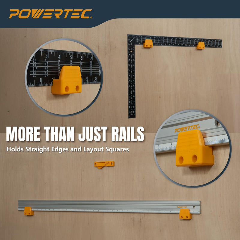 POWERTEC Track Saw Guide Rail Mount, 2 PK – Universal ABS Wall & Ceiling Storage Rack with Mounting Hardware for Track Saw Guide Rails, Straight Edges & Squares (72275) Track Saw Guide Rail Mount (2PCs)