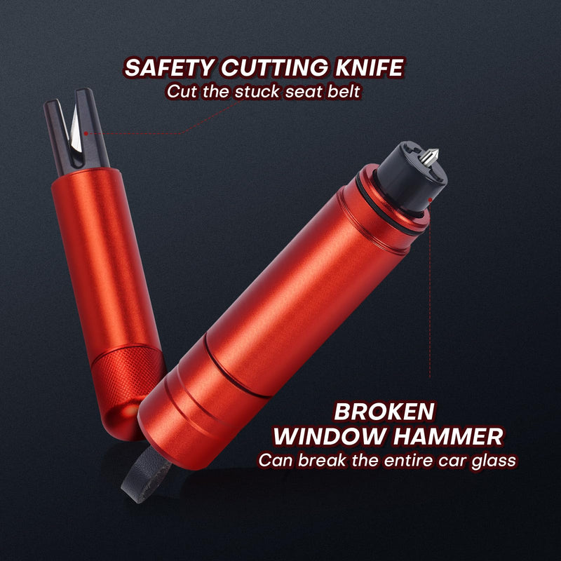 LANBOUY 2 Pack Glass Breaker Car Window Breaker and Seatbelt Cutter Tool, Car Glass Breaker Seat Belt Cutter, Auto Rescue Escape Emergency Safehammer Punch Safety Hammer Window Glass Breaker Red 2 Pack