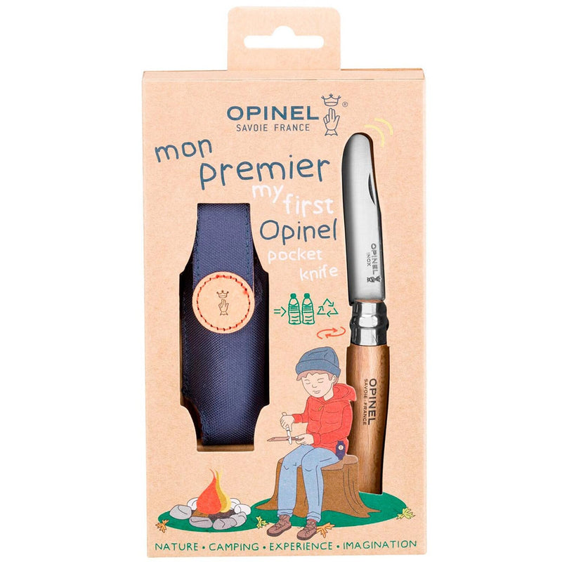 Opinel My First Opinel No.7 Box Set with Sheath - Stainless Steel Children’s Folding Pocket Knife with Safety Rounded Tip