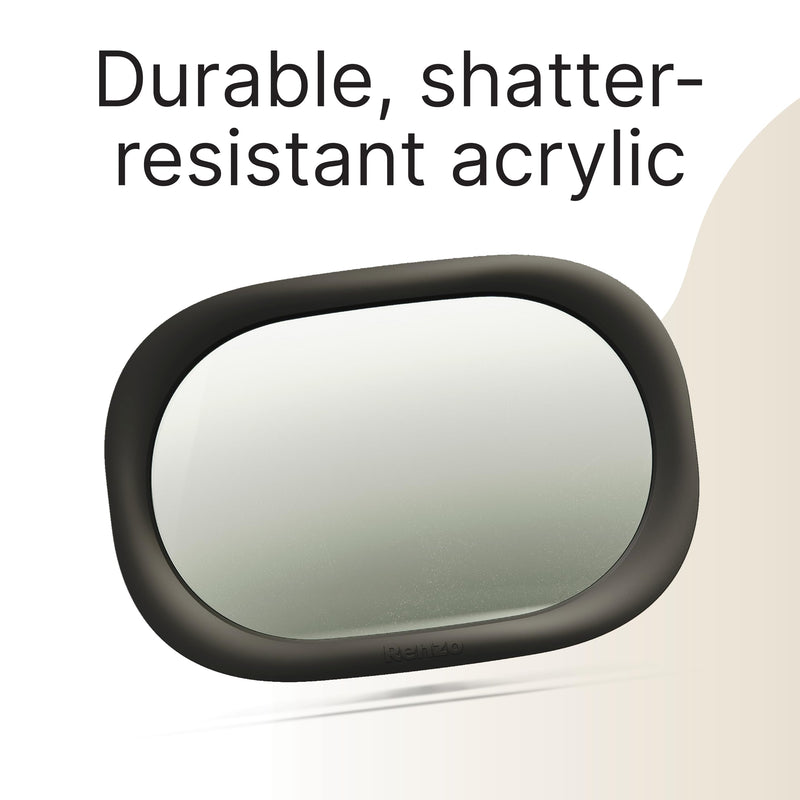  [AUSTRALIA] - Renzo Baby Car Mirror - Rear Facing Car Seat Mirror for Infants - Extra Large, Shatter-Resistant, 360° Adjustable, Tool-Free Installation - Fits Most Cars, SUVs & Trucks (Midnight Black) Midnight Black