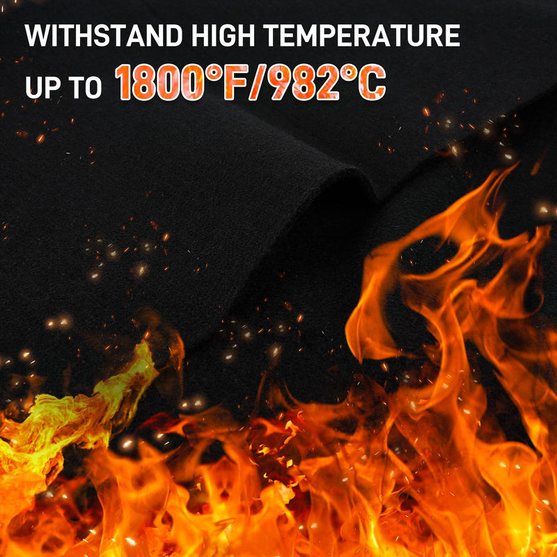 5mm 12" x 12" Carbon Felt Welding Blanket Fireproof,Flame Retardant Protective Mat,High Temperature Resistant 1800°F,for Glass Blowing Camping Wood Stove Grill,5 Pack 12"×12" 5pack