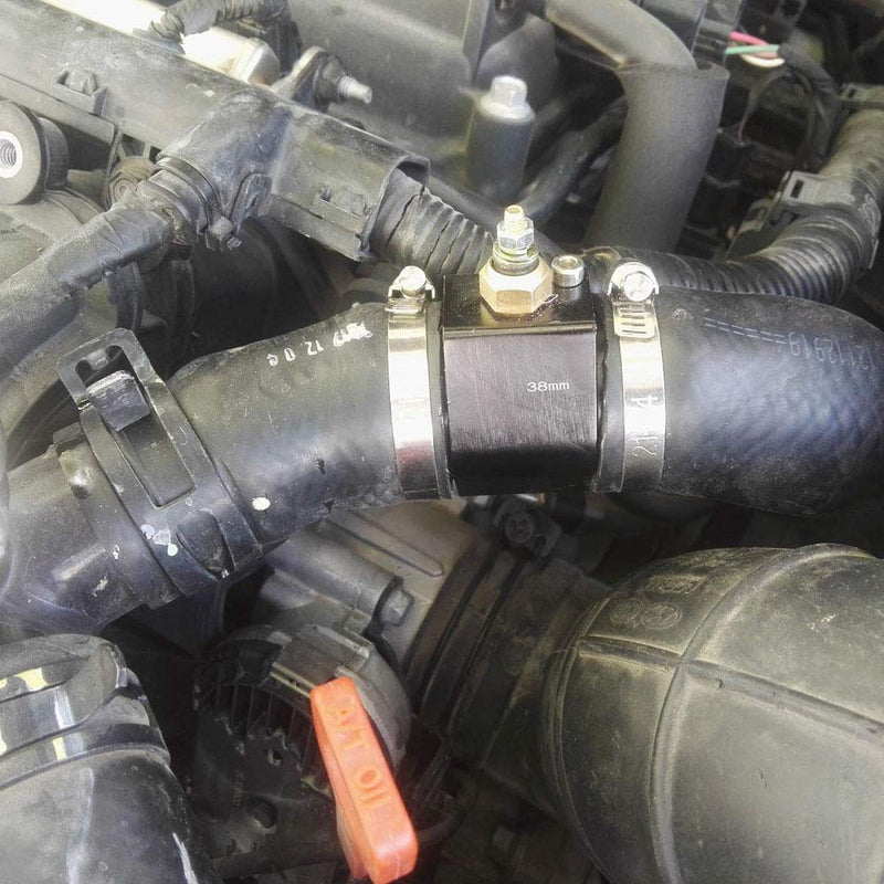 Black Aluminum Water Temp Meter Temperature Gauge Joint Pipe Radiator Sensor Adaptor Attachment Hose Clamps 38mm Black