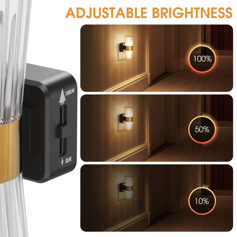 Night Light Plug into Wall, 2 Pack, 320° Rotation Night Light with Dusk to Dawn Light Sensor, Soft White 3000K, 0-100LM Adjustable Brightness, Unique Elegant Design for Use in Bedroom, Hallways Cream Large