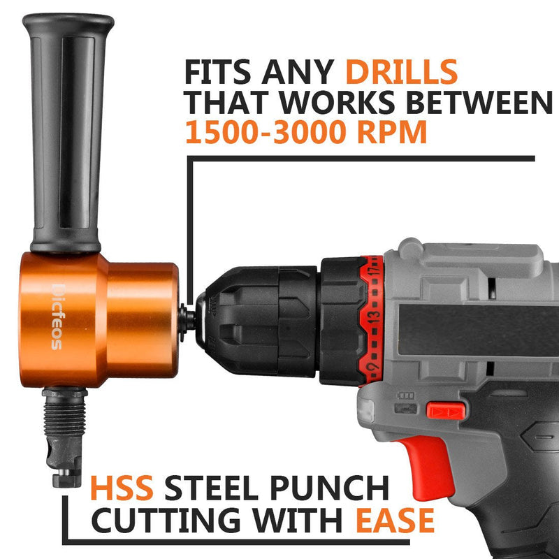Dicfeos Double Head Sheet Metal Cutter, Versatile Nibbler Drill Attachment for Straight Curve and Circle Cutting, Maximum 14 Gauge Steel, Perfect for Home DIY and Car Repair Gold