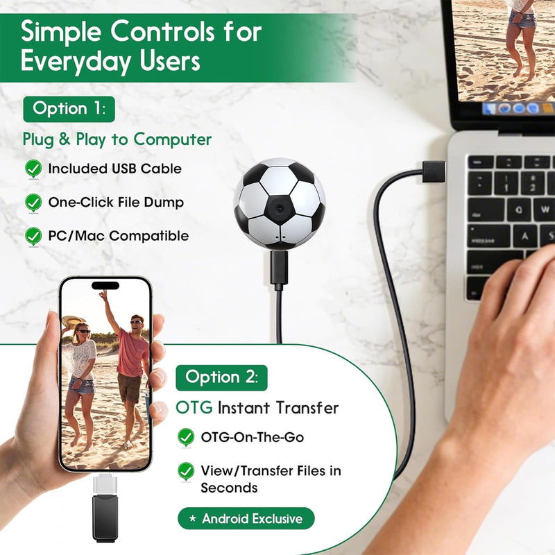 2026 Mini Keychain Ball Camera - 1080P FHD Tiny Digital Cameras with 16GB Card, 0.96" Screen & 12 Filters, Funny Compact Micro Pocket Cam Gift for Sports Fans,Kids,Birthdays,Party