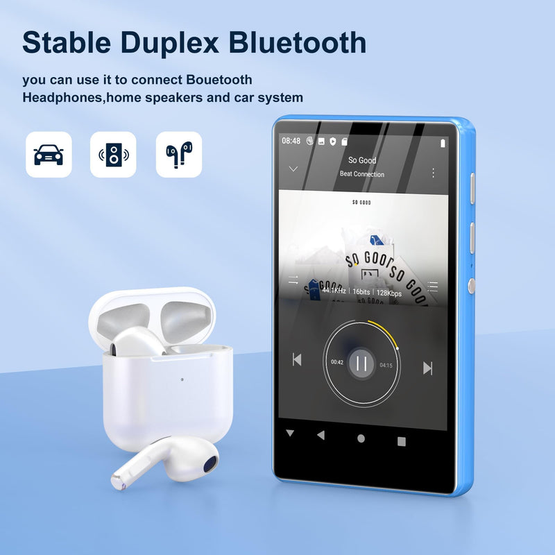 80GB Music Player, MP4 MP3 Player with Bluetooth and WiFi with 4-inch IPS Touch Screen Digital Audio Players, M503 Pro Spotify Player with Amazon Music, Audible, Chrome Browser, Support Up 512GB Blue Blue-80GB