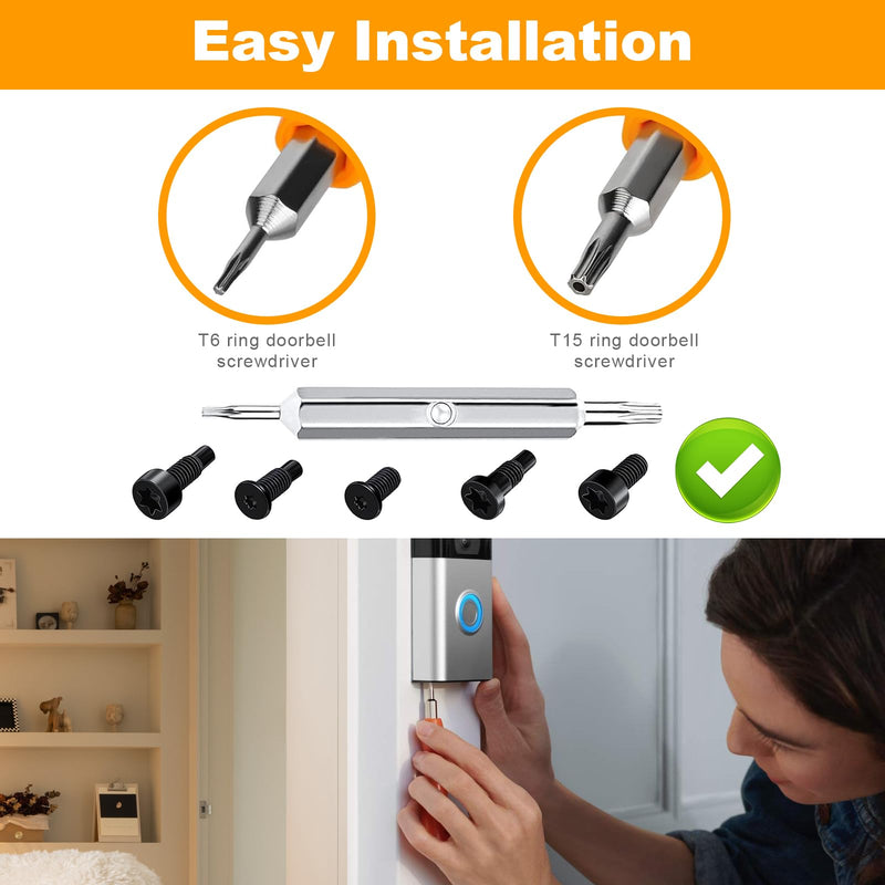 Video Doorbell Screwdriver Replacement, Doorbell Security Screws,T6 T15 Screwdriver Fit Doorbell, 2nd Generation, Doorbell 2 / pro Doorbell 3/4 Doorbell Plus and Pro & Elite Doorbell Security Screw Orange