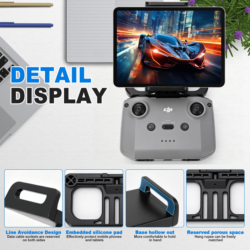 Foldable Tablet & Phone Holder for DJI RC-N1/N2/N3, 4.7-12.9" Mount for iPad/Phones, Fits Mini 5/4 Pro/Air 3/Mavic 3/Neo/Flip, No-Disassembly Design with Lanyard