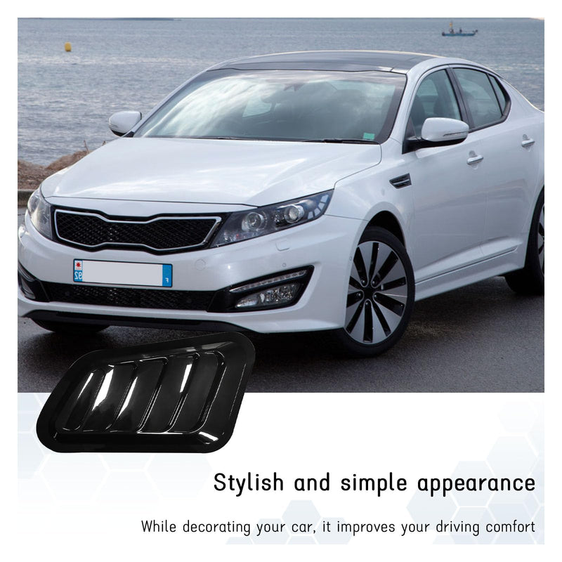 2PCS Car Hood Air Vent Cover, Universal Automotive Bonnet Air Vents Engine Hood Scoop, Front Air Vents Engine Hood Cover Trim, Vehicle Exterior Decor Accessories for Most Cars (Black) Black