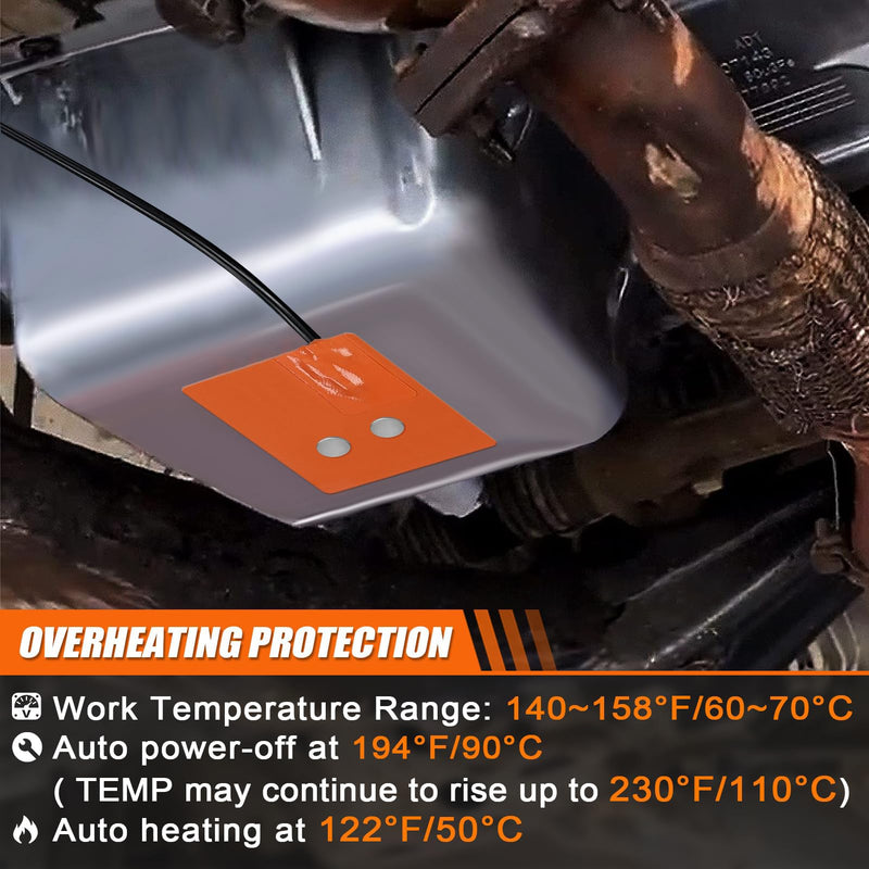 Silicone Pad Heater - 4 * 5in Car Engine Oil Pan Heater with 194°F Thermal Protector & 68" Power Cord, Self-adhesive Warmer for Automotive (120V 150W) 2pcs 4*5in