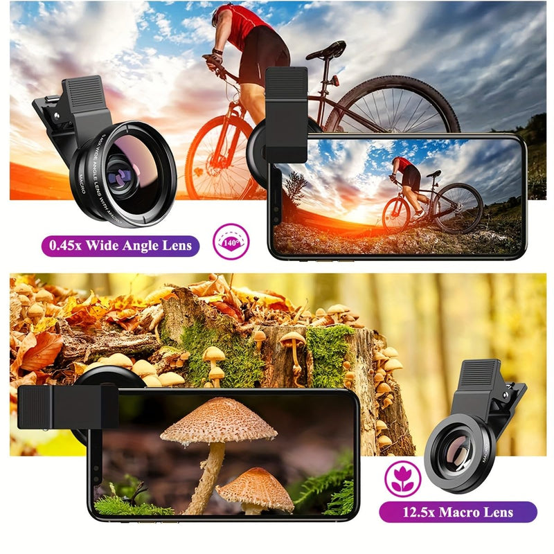 New HD 37mm 0.45x Super Wide Angle Lens with 12.5X Super Macro Lens for iPhone Smartphones Phone Lens Kit