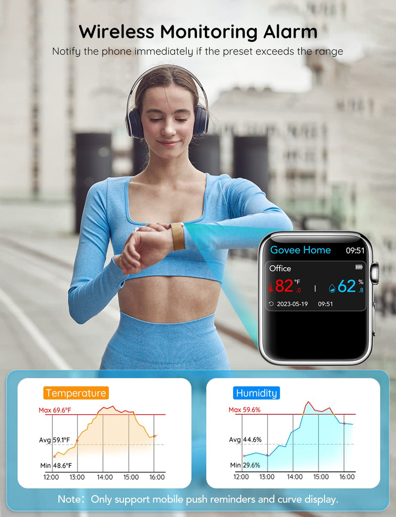 Govee WiFi Thermometer Hygrometer H5103, Indoor Bluetooth Temperature Humidity Sensor with Electronic Ink Display, App Notification Alert, Free Data Storage Export, Digital Remote Monitor for Bedroom 1