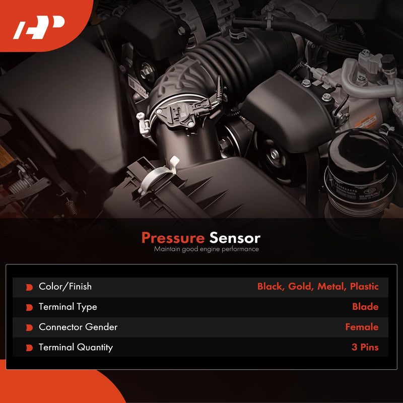 A-Premium Exhaust Back Pressure Sensor EBP [W/ 3Pins] Compatible with [8Cyl 5.4L 6.0L 7.3L] Ford F-250 F-350 F-450 F-550 Super Duty F59 E-350 E-450 E-550 Econoline Excursion - Replace for# 4C3Z9J460A