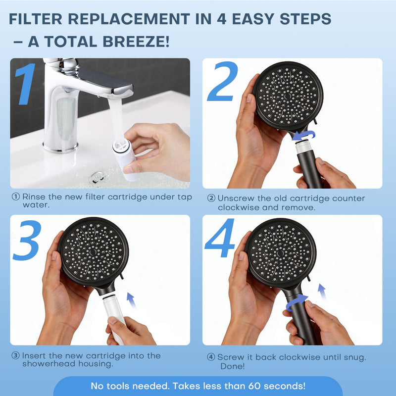 6 Pack Replacement Filters Compatible with Cobbe Handheld Shower Head, 20-layer Shower Filter Replacement for Hard Water,Remove Chlorine and Harmful Substances