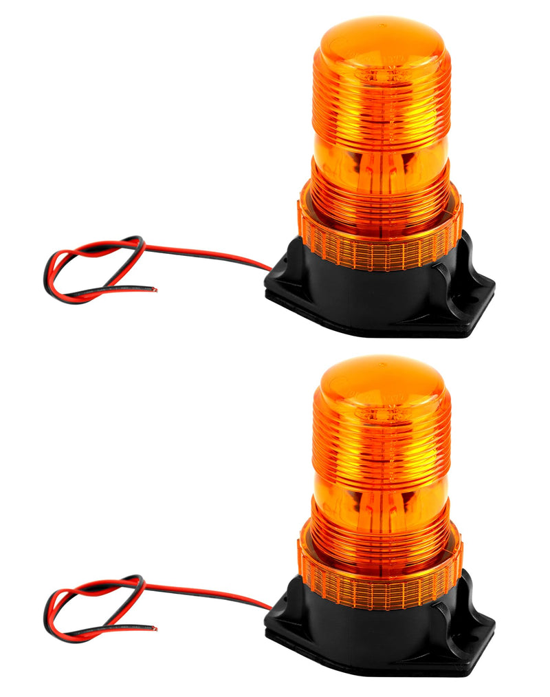 QWORK Amber Led Strobe Lights, Warning Emergency Flashing Beacon Lights for Trucks, Cars, Bus, Tractor, Mower, ATV, Golf Carts, UTV, 2 Pack