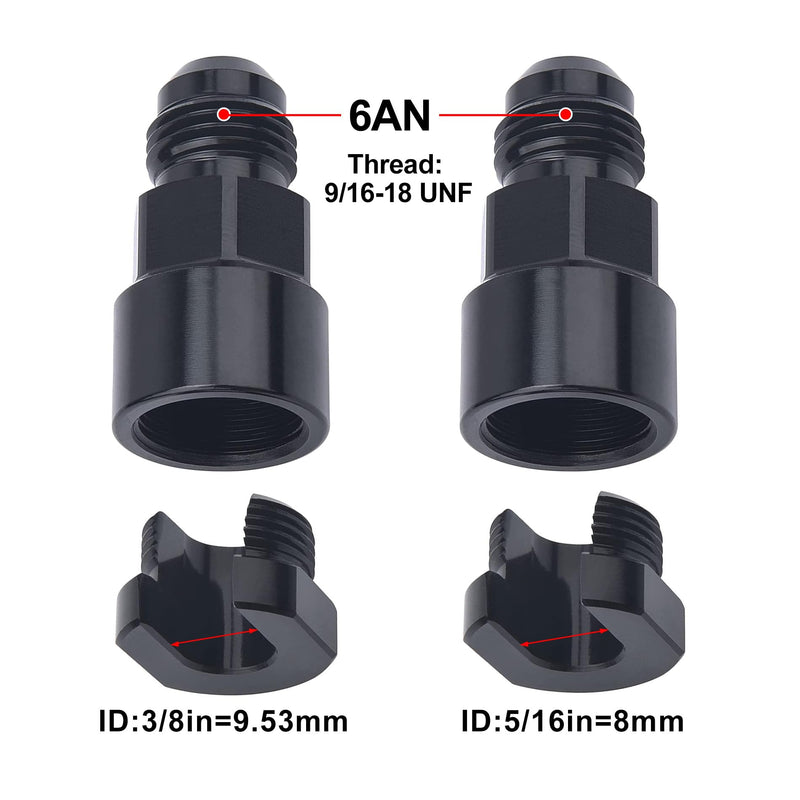 EVIL ENERGY 6AN Male to 3/8" & 5/16" Quick-Disconnect Female EFI Fuel Rail Fitting Aluminum 6AN to 3/8 & 5/16