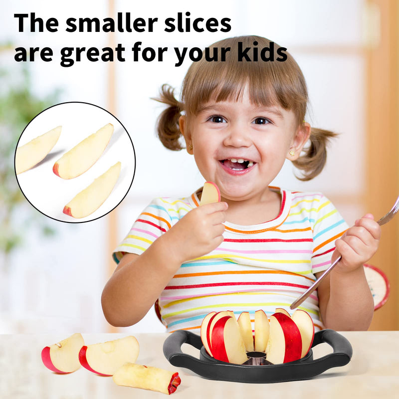 Newness Apple Cutter Slicer, 12-Slice Durable Heavy Duty Corer, Greatly Quicken Slicing Divider, Wedger, Fruits & Vegetables Slicer for Apple, Pear and More, Black 12-Blade