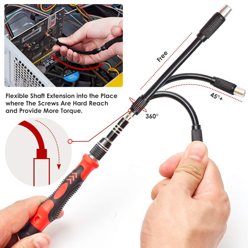 SHARDEN Precision Screwdriver Set, 122 in 1 Electronics Magnetic Repair Tool Kit with Case for Repair Computer, iPhone, PC, Cellphone, Laptop, Nintendo, PS4, Game Console, Watch, Glasses etc (Red) Red