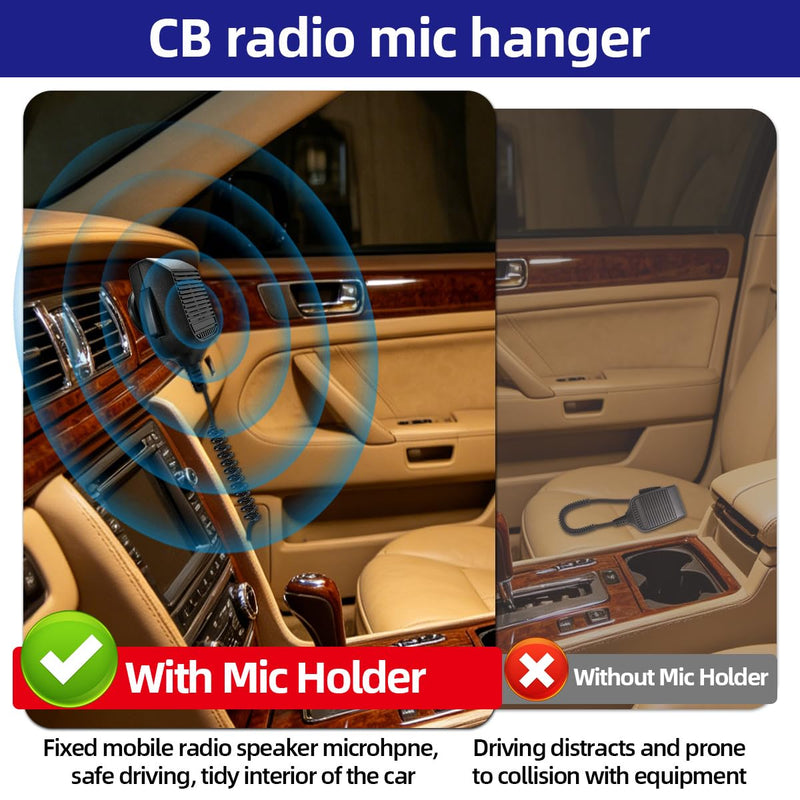 Universal CB Mobile Radio Microphone Hanger Holder CB Speaker Mic Mount Holder Hang Up Clip with Adhesive Back For GMRS VHF UHF Car Ham Mobile Radio,2 Pack