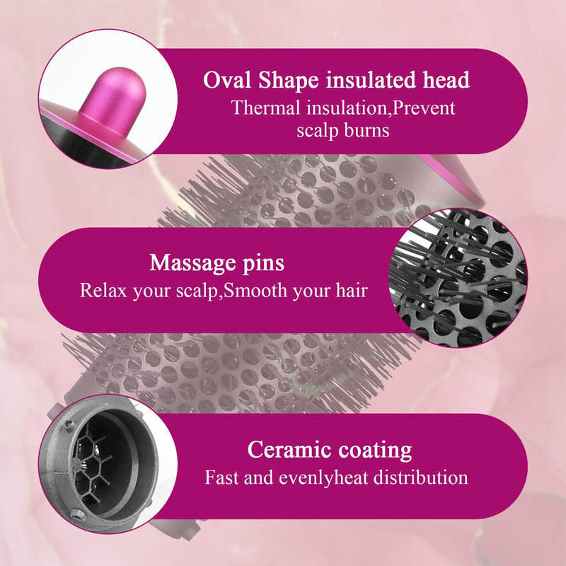  [AUSTRALIA] - ExcellaElite Round Volumizing Brush for Dyson Airwrap Hair Styler, Large Detachable Barrels Round Brushes Hair Styling Tool, Volumizer Attachment Tool for Limp Flat Hair, Rose