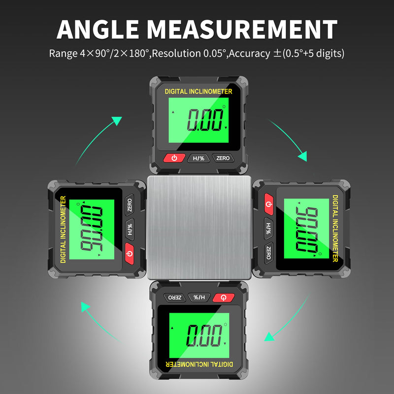  [AUSTRALIA] - Digital Level Box Construction Protractor Range 4 × 90° Resolution 0.05° Angle Finder Gauge Inclinometer with 4PCS Magnets and Infrared Rays for Construction,Woodworking,Building and etc.