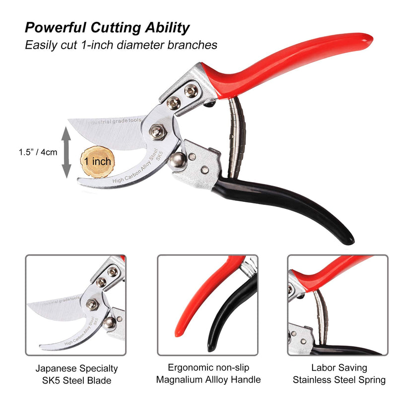 TONMA Pruning Shears [Made in Japan] Professional 8 Inch Premium Plant Garden Scissors Secateurs with Ergonomic Handle, Gardening Gifts Bypass Hand Pruners Branch Gardening Clippers for Plants ‎8 inches bypass pruners