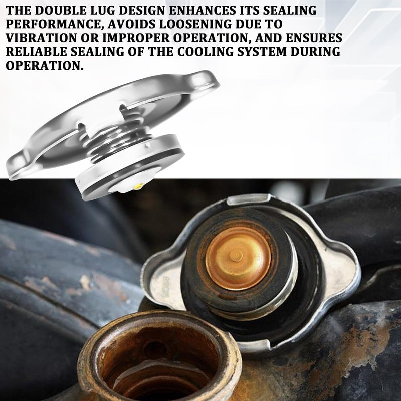 1PC Radiator Cap, 16PSI Car Accessories Waterproof and Leak-proof Cooling Water Cover Replacement, Dual Lug Design Engine Radiator Seal Cap Universal for Most Cars (Silver) Silver