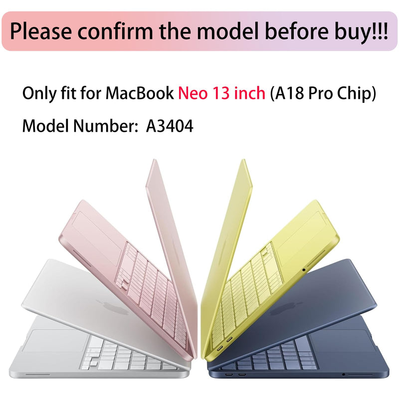 Teryeefi Anti-Crack Case Cover for MacBook Neo 13 inch 2026 Release A3404 | flexible TPU/shockproof/ ultra thin /lightweight/ anti fingerprint / with keyboard cover screen protector/ Leopard Print