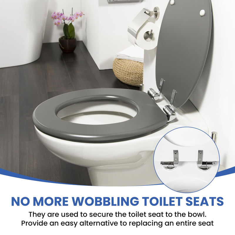 1 Set Universal Toilet Seat Hinges, Chrome-Plated Metal Hinges, Toilet Seat Replacement Parts with Bolts Screws and Nuts for Bathrooms, Hotels, Public Places 1 Set