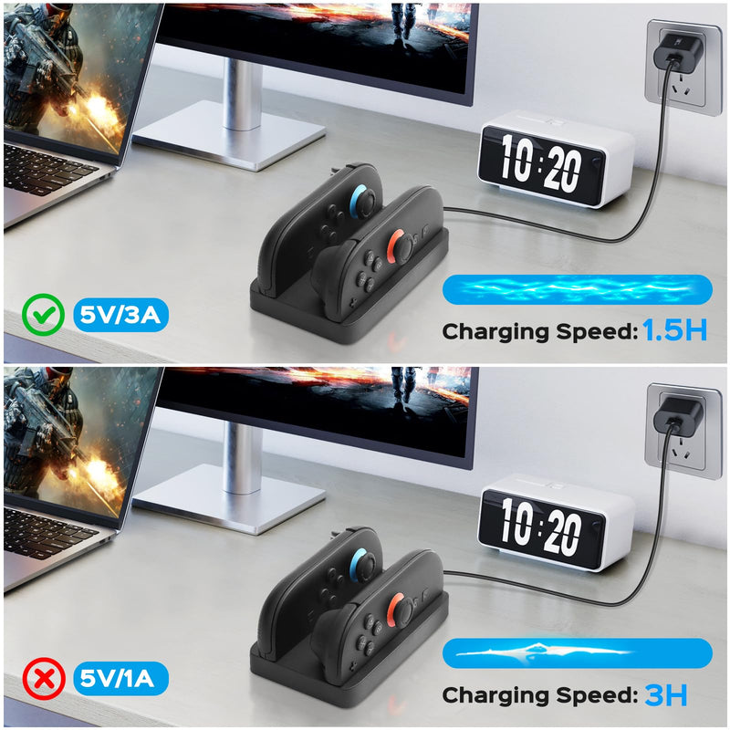 Mini Charger Dock for Switch 2 JoyCons Gaming Controllers - -JoyCons Remote Docking Charging Station Accessories (Black)