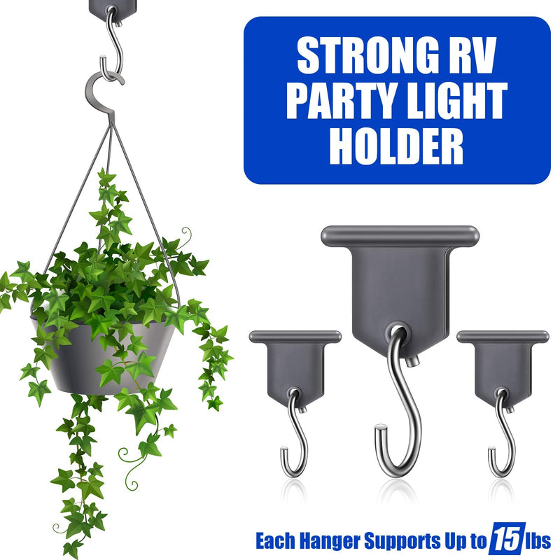 Rv Awning Hooks for Lights Camping Awning Accessory Hangers S Shaped Hooks Set Rv Party Light Hangers for Christmas Party Camping Tent Indoor and Outdoor Supplies (Grey and Silver,24 Pairs) Grey,Silver 24