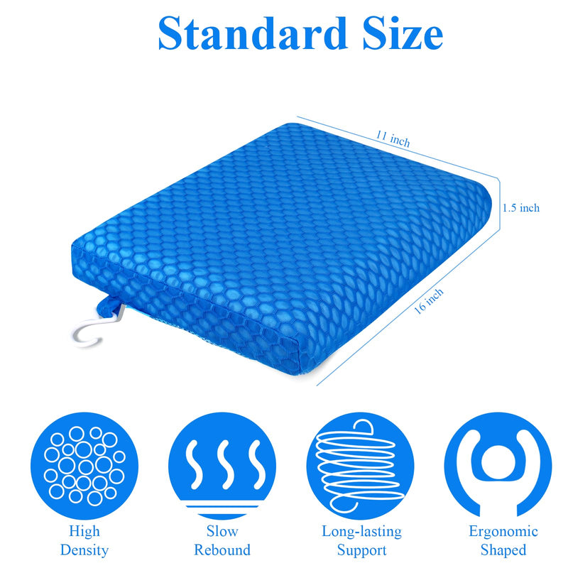 Anycosy Shower Seat Cushion Waterproof Sauna Seat Cushion Bathtub Cushion for Sauna,Slip-Resistant 3D Foam Mesh Bathtub Chair Pad with Hook,Quick Drying Shower Seat Mat for Elderly (Blue, Medium) Blue