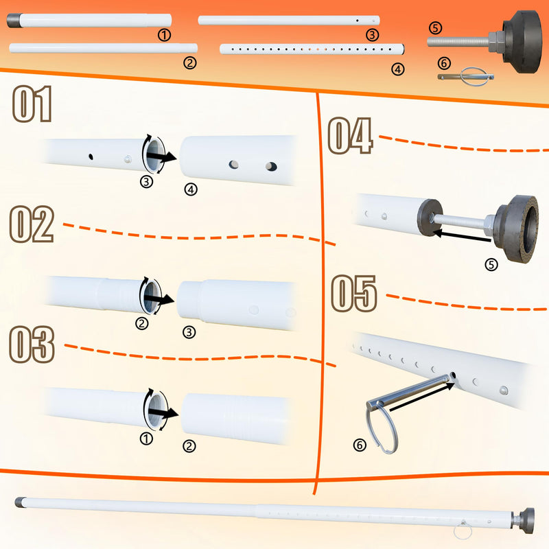 Sliding Door Lock Rods, 1-Pack Set 17-50 Inch Adjustable Door & Window Safety Rods Sliding Door Security Bar Locks with Rubber Tips, Window Lock Bars for Home, Apartment, Travel & Patio （White） 1 Pack