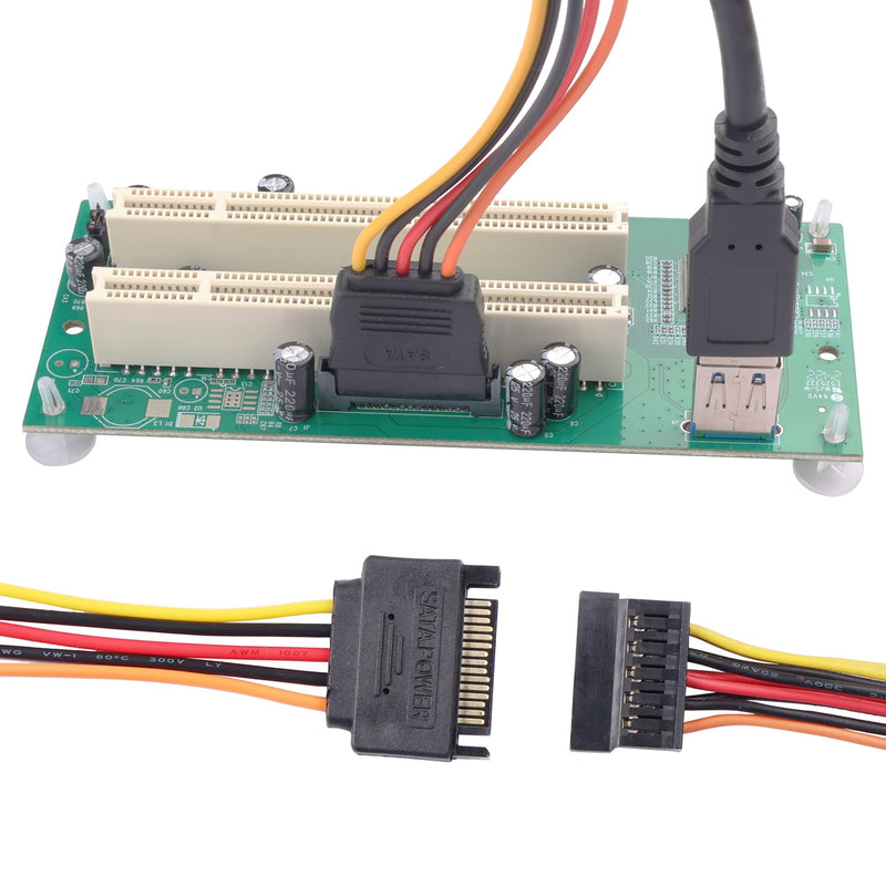 PCIe 1X to Dual Pci Slot Expansion Card PCI-Express 1X Male to PCI Female Adapter for Sound Cards, Network Cards, Fax Cards, Video Capture Cards, Parallel Port Cards