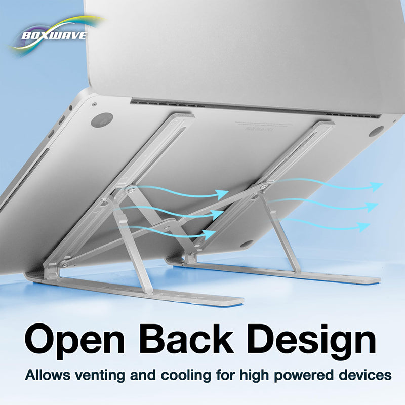 BoxWave Stand and Mount Compatible with Lenovo ThinkPad X1 Carbon Gen 8 (14in) - Compact QuickSwitch Stand, Portable Multi Angle Viewing Foldable Riser - Metallic Silver