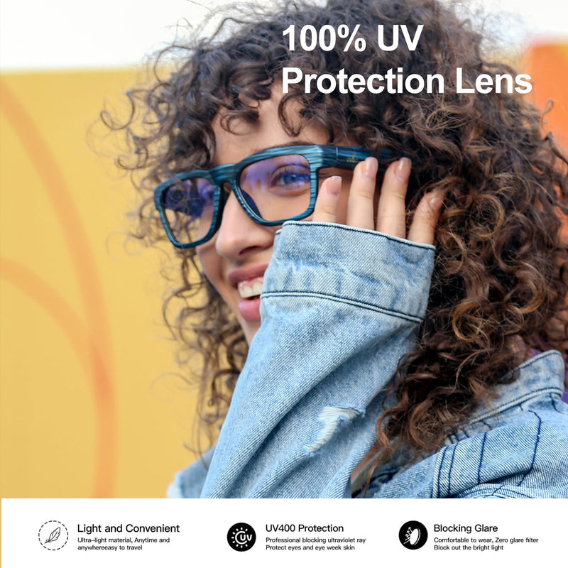 OhO Smart Glasses,Polarized Sunglasses with Bluetooth Speaker,Athletic/Outdoor UV Protection and Voice Control,Unisex(Transitional Blue Light Lens) Stripe Blue-blue Light Blocking Transitional Lens