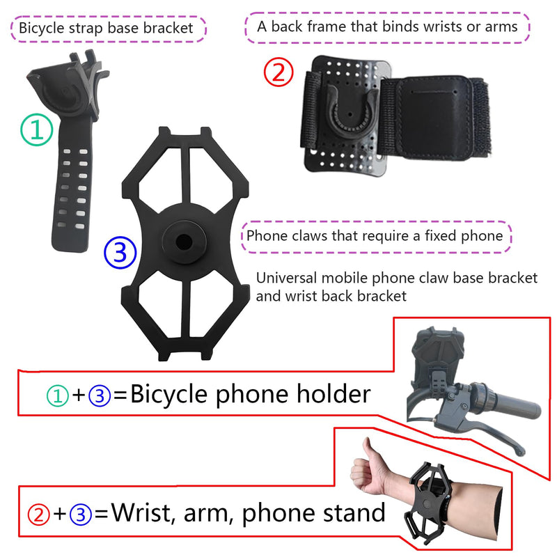 360° Rotatable Wrist Phone Armband, 2-in-1 Detachable Bike Phone Mount Holder for 4.4-7.2 Inch iPhone 15/14/13, Samsung Galaxy, Universal Cell Phone Holder for Running, Cycling, Hiking