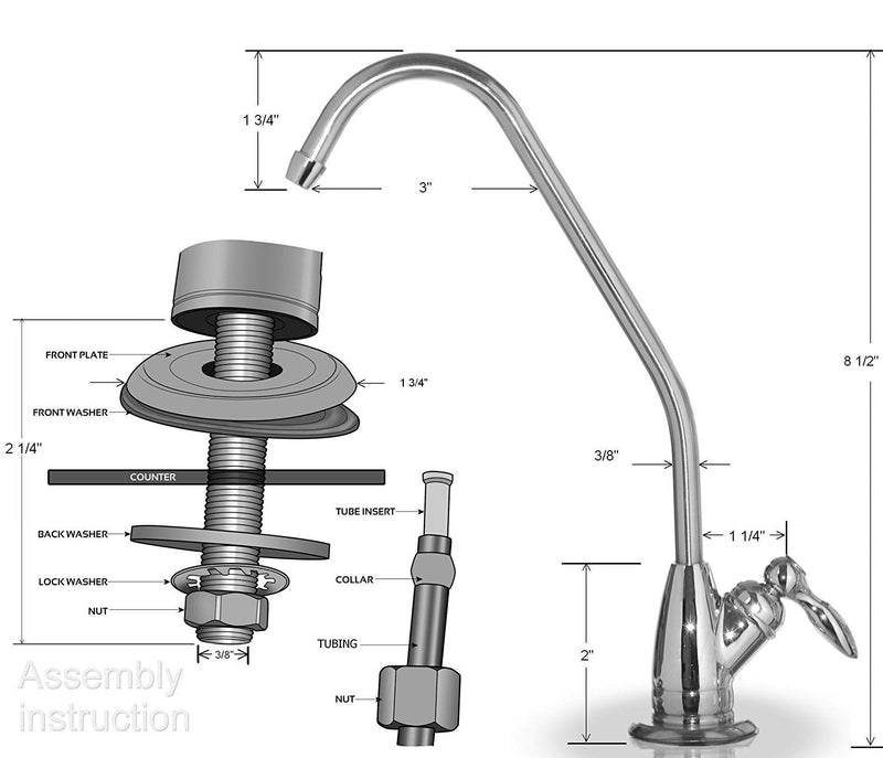 iSpring GS1 100% Lead-Free RO Reverse Osmosis Water Filter Faucet Fit Most Water Filter Systems, Non-Air Gap Single Lever Handle RO Faucet, Chrome Finish