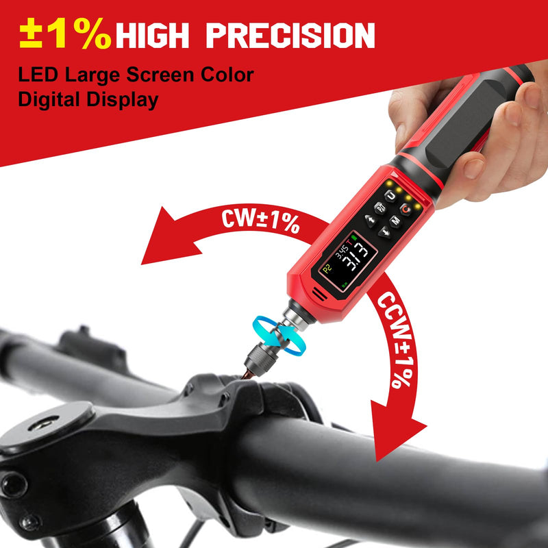 SUERCUP ±1% Accuracy, Digital Torque Screwdriver, 1.5-88.5in-lbs/0.15-10Nm | 1/4'' Drive Inch Pound Torque Screwdriver Electrician, LED, Buzzer, Vibration, 9 Preset Mode 5 Units for Bike, Gunsmithing 1/4-Inch 1.5-88.5in-lbs./0.15-10N.m