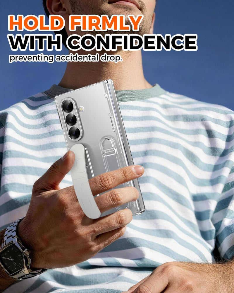 NINKI Transparent Cover for Samsung Galaxy Z Fold 8 Ultra Case with Strap & Screen Protector, Full Body Hinge Protection for Galaxy Fold 8 Ultra Slim Grip for Samsung Z Fold 8 Ultra Case Stand Clear