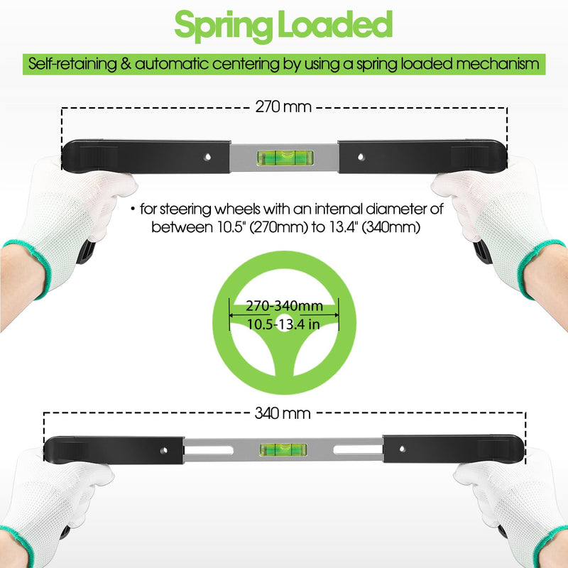 Steering Wheel Level Alignment Tool - Steering Wheel Level Bar Tool - Universal Use for Passenger Cars, Vans & Trucks with Steering Wheel Internal Diameter 270mm-340mm, Spring-Loaded