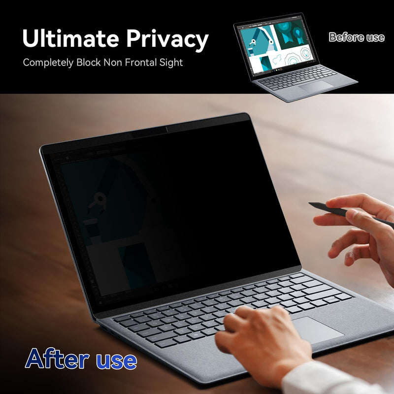 Magnetic Privacy Filter Compatible with 15 Inch Surface Laptop 5/4/3/2/1, Removable Anti Glare Blue Light Laptop Privacy Screen Black Security Private Black surface privacy screen