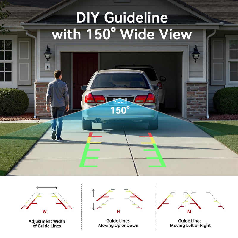 FEISIKE Backup Camera, 1080P IR Night Vision with Monitor, Easy Setup Plug-Play Rear View Camera, 150 Degrees Wide Angle, IP68 Waterproof, 4.3" Display for Car Truck SUV 4.3 inch