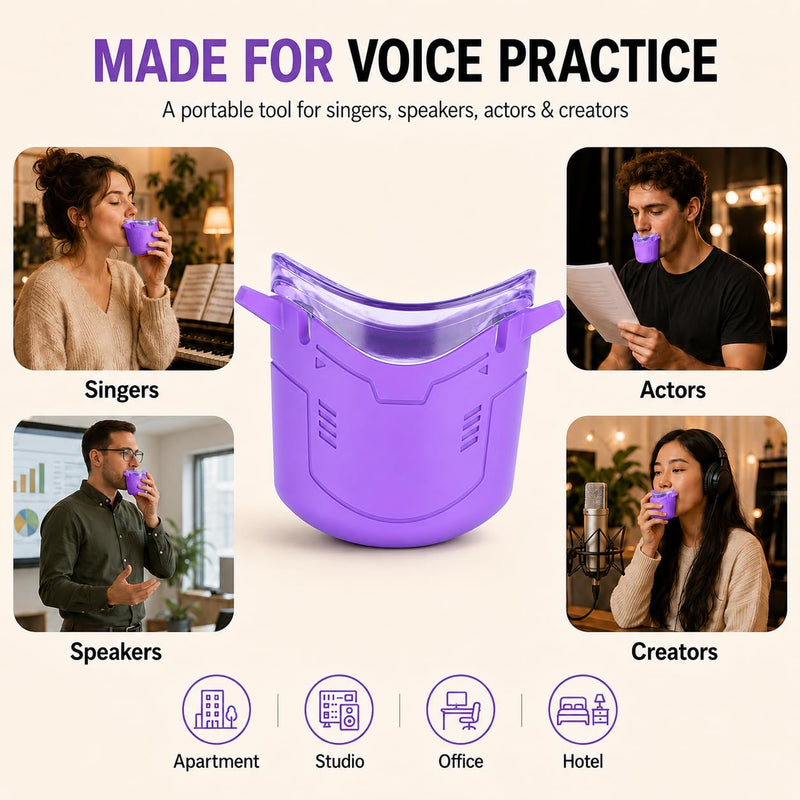 Purple Vocal Dampener for Singers, Portable Silicone Voice Practice Mask | Helps soften vocal projection for quieter singing, warm-ups, and speech practice at home or on the go. Purple