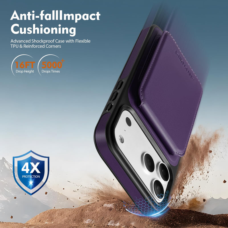 Antsturdy for iPhone 17 Pro Max Wallet Case with Card Holder,Purple | Magnetic Clasp,RFID Blocking,PU Leather,Flip Folio Shockproof Phone Cover,with Credit Card Slots & Kickstand for Men & Women Purple iPhone 17 Pro Max - 6.9"