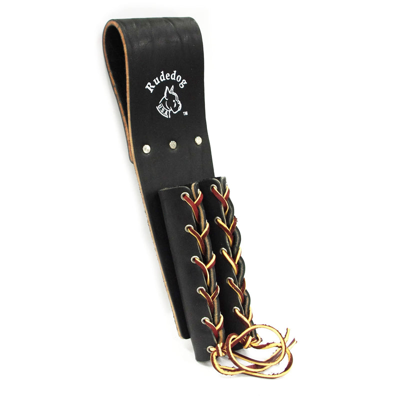 Lace-Up Double Bullpin Holder - Premium Black Leather- Rudedog USA #3011