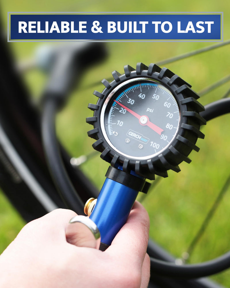 Presta Valve Adaptor Pump with Removable Schrader to Presta Valve Air Chuck – Accurate Bike Tire Inflator & Pressure Gauge for Air Compressor, 100 PSI