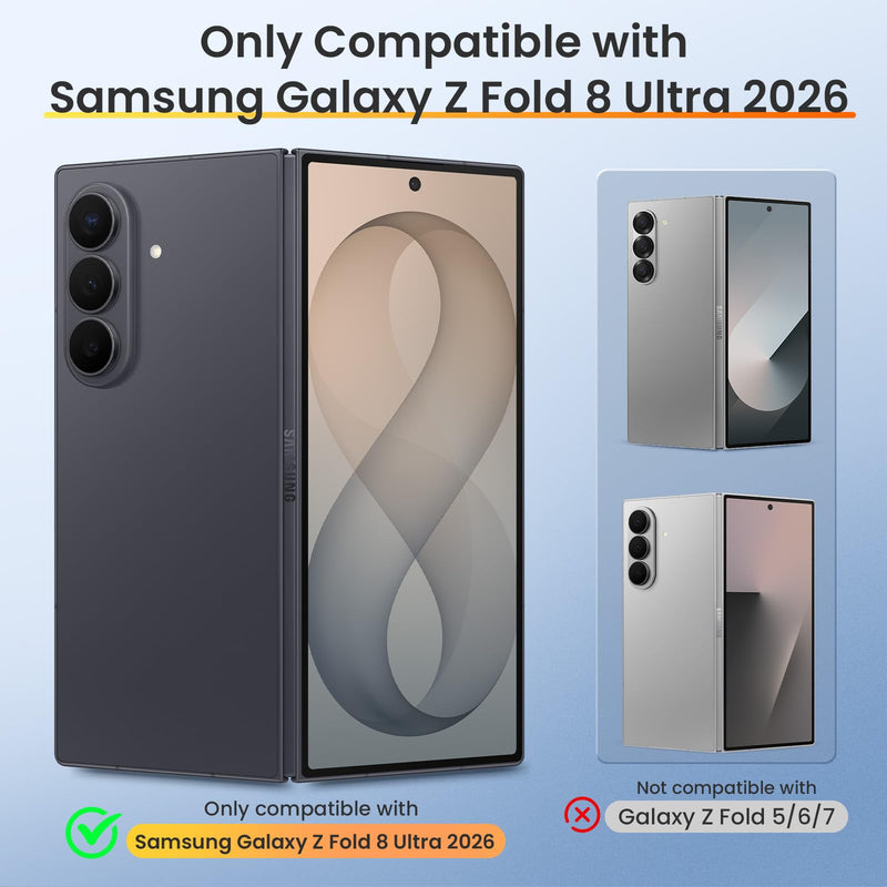 VEGO for Z Fold 8 Ultra Case with Screen Protector Anti-Peeping, Black | Built-in Hinge Protection &Slide Camera Cover Military-Grade Shockproof Rugged Kickstand Case for Galaxy Z Fold 8 Ultra-Black B-Black